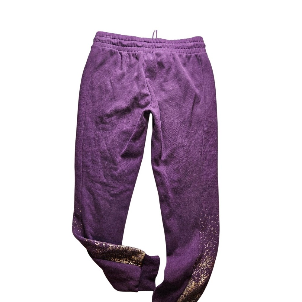 Puma Womens Joggers Purple Gold Metallic Splatter Fleece Sweatpants Size M - Picture 3 of 3